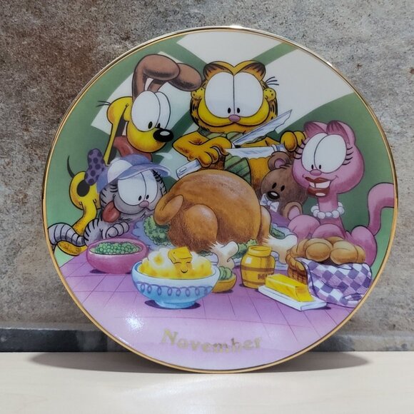 Garfield Calendar November Plate Jim Davis Plate No A 1444 Danbury Mint - Picture 1 of 14